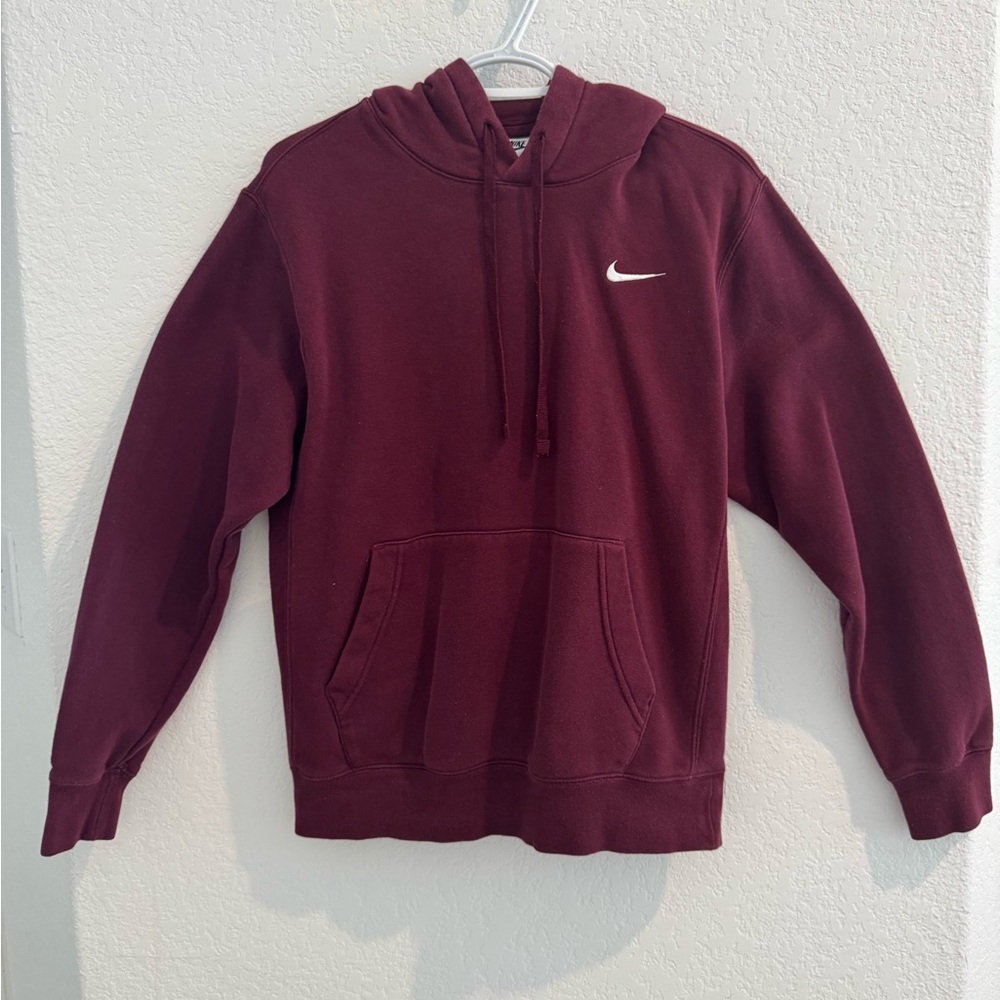 Nike Maroon  Sweater with Cozy Hood and Ribbed Cuffs